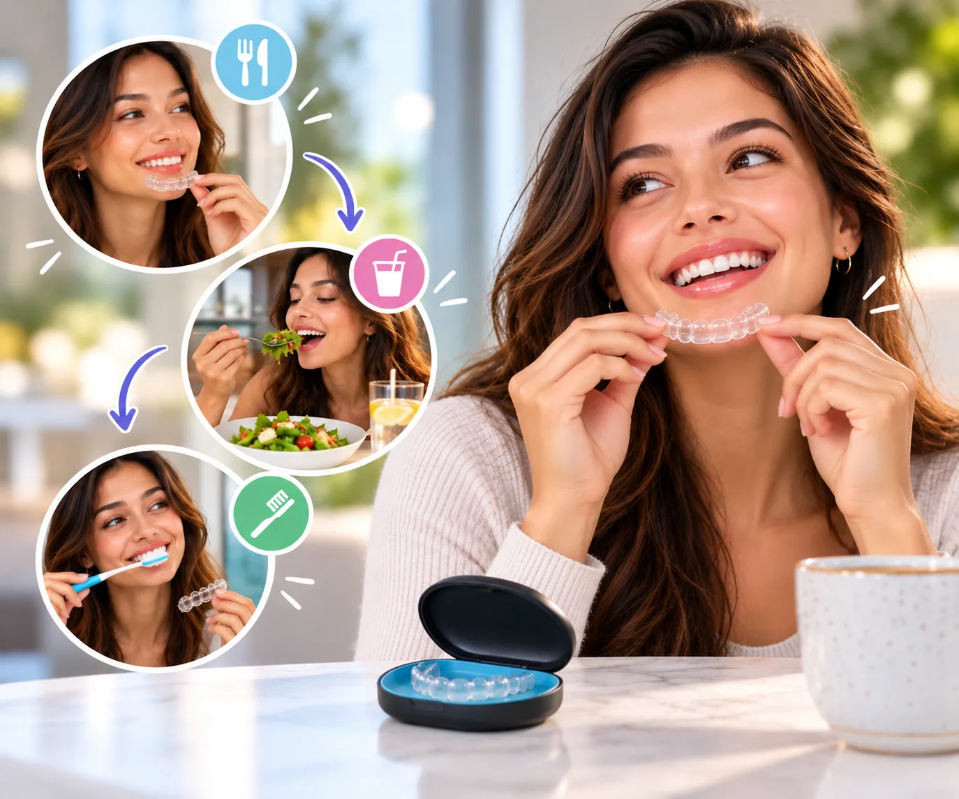 Invisalign cycle for taking out aligners before meals
